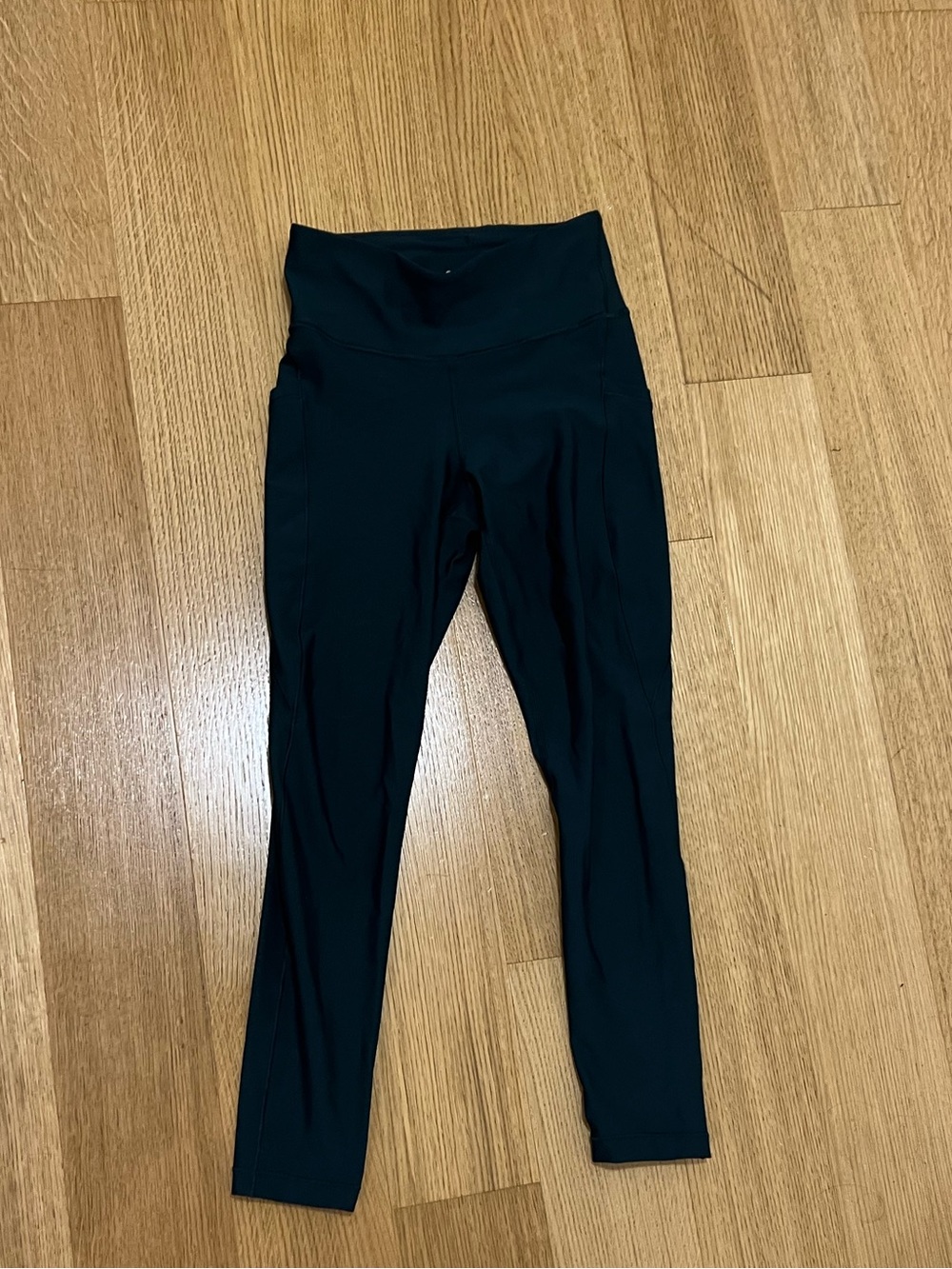 Athleta Dark Green High-Waist Leggings with Wide Waistband